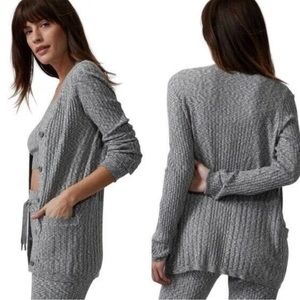 Athleta revolved seamlessly gray ribbed V-neck, long sleeve cardigan sweater